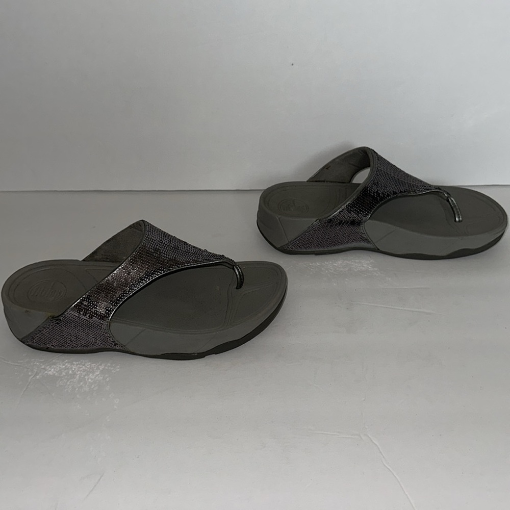 FITFLOP Sandals Women's Size 5 - Silver Sequin Micro Wobble Board - Picture 4 of 8